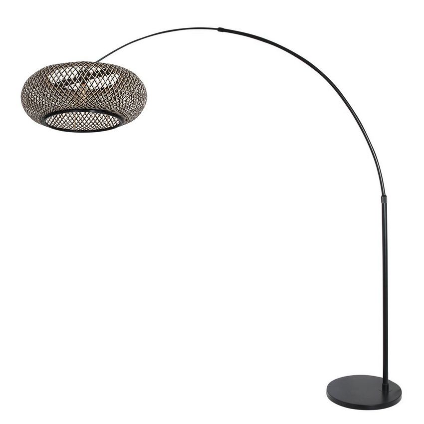 Steinhauer Sparkled Light Vloerlamp 7268ZW+ Kap K2001HS Zwart-Zwart/Bruin(7508ZW) - De Smid Verlichting
