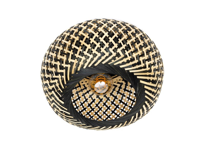 ETH Otis plafonniere 1 x E27  rattan diameter Ø30cm Naturel/Zwart - De Smid Verlichting