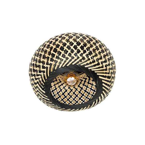 ETH Otis plafonniere 1 x E27 rattan diameter Ø30cm Naturel/Zwart - De Smid Verlichting