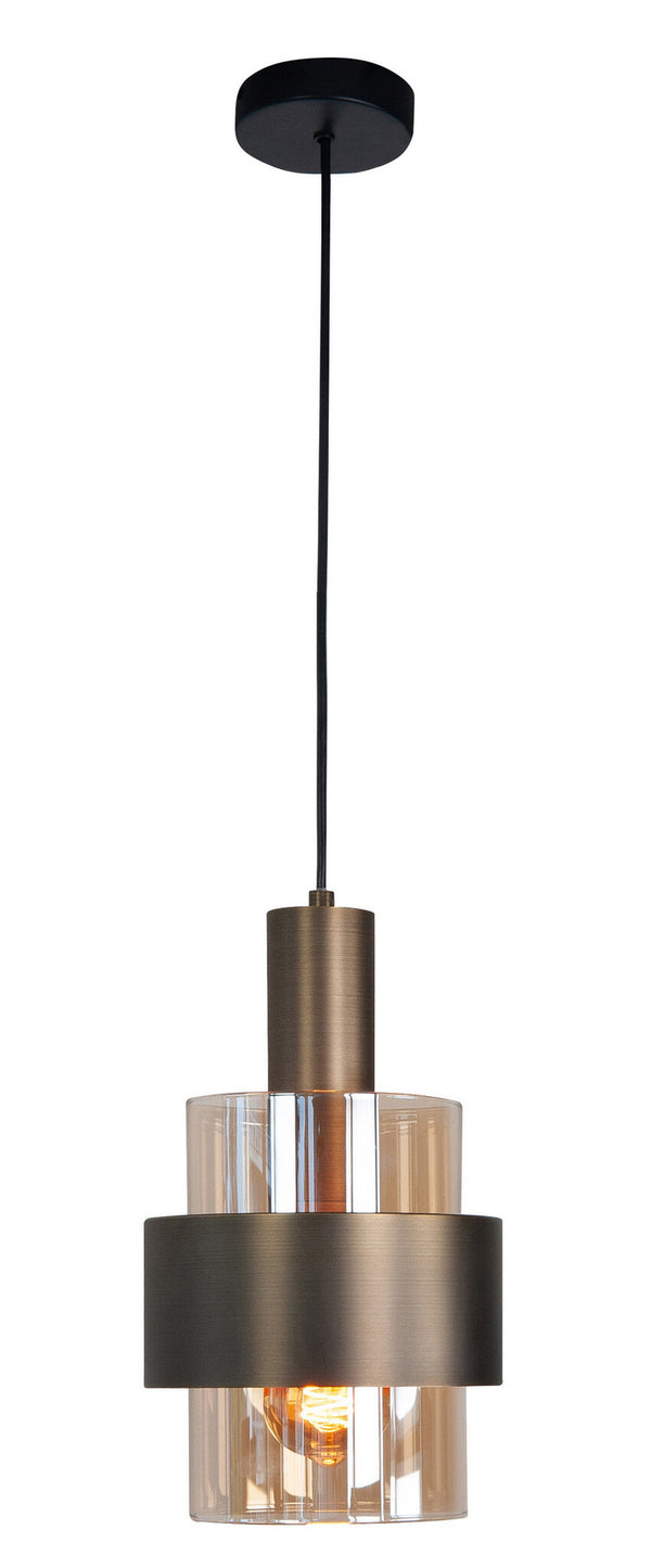 Marrone 1-Lichts Hanglamp Brons/Glas Bruin - De Smid Verlichting