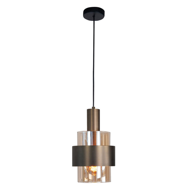 Marrone 1-Lichts Hanglamp Brons/Glas Bruin - De Smid Verlichting