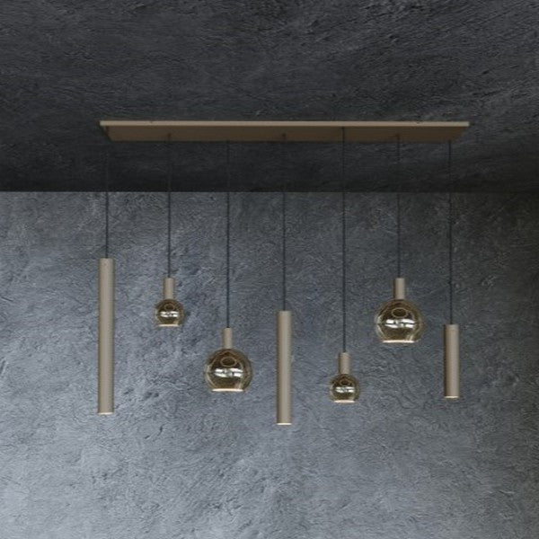 Ztahl Riva 4380-Quartz 7-Lichts Hanglamp 145x22cm 3x Ø51mm Quartz - De Smid Verlichting