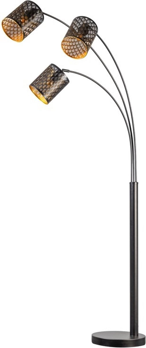 ETH 05-VL8398-30 Laser 3-Lichts vloerlamp  Zwart met Kappen - De Smid Verlichting