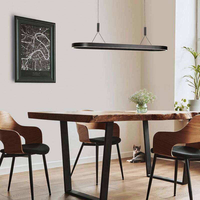 Mykty Ovale Hanglamp Zwart met Cable Lift Systeem 10500Lumen - De Smid Verlichting