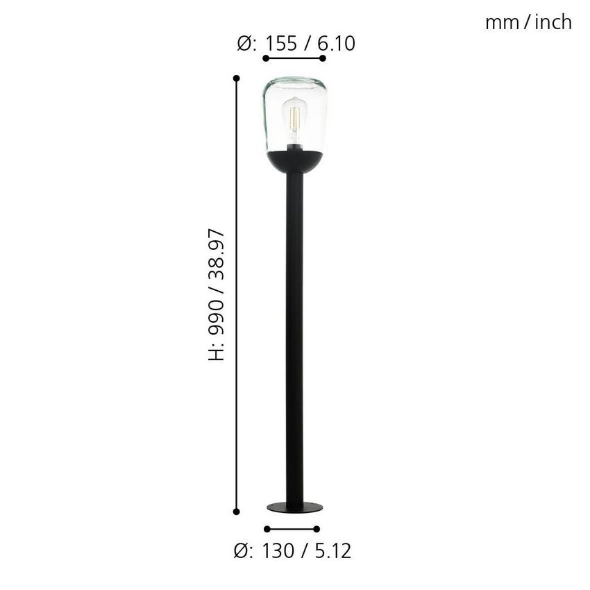 Donatori Tuin paal buitenlamp Zwart/Helder - De Smid Verlichting