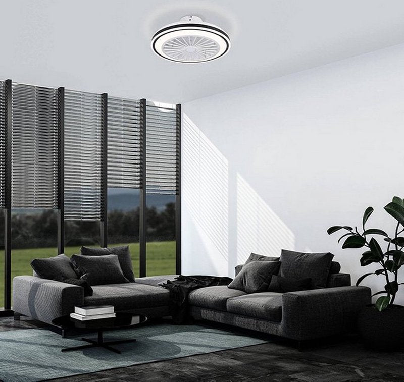 Almeria Plafondventilator Ø48cm Zwart/Wit +Verlichting + Afstandsbediening - De Smid Verlichting