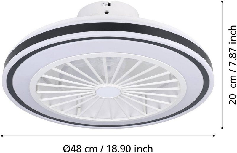 Almeria Plafondventilator Ø48cm Zwart/Wit +Verlichting + Afstandsbediening - De Smid Verlichting