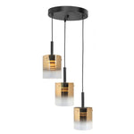 Highlight Salerno 3-Lichts Hanglamp H5428.36 Zwart/Semi Gold Glas