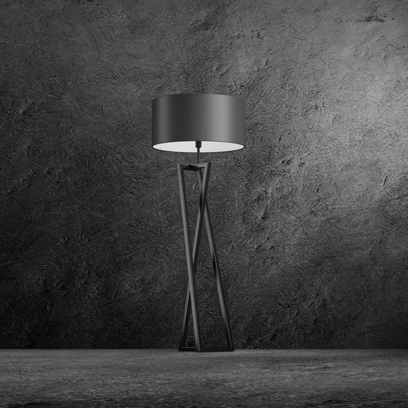 Ztahl Calitri Vloerlamp Mat Zwart Hoog + Monaco Kap Dark Brown/Grey - De Smid Verlichting