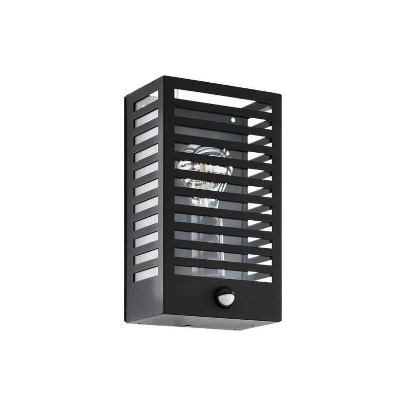 Brisbane Stoere Buitenlamp + Sensor Zwart met Glas - De Smid Verlichting