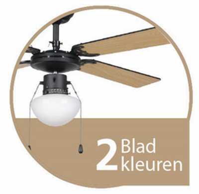 Fortaleza plafondventilator 4-BLaden Zwart/Bruin - De Smid Verlichting