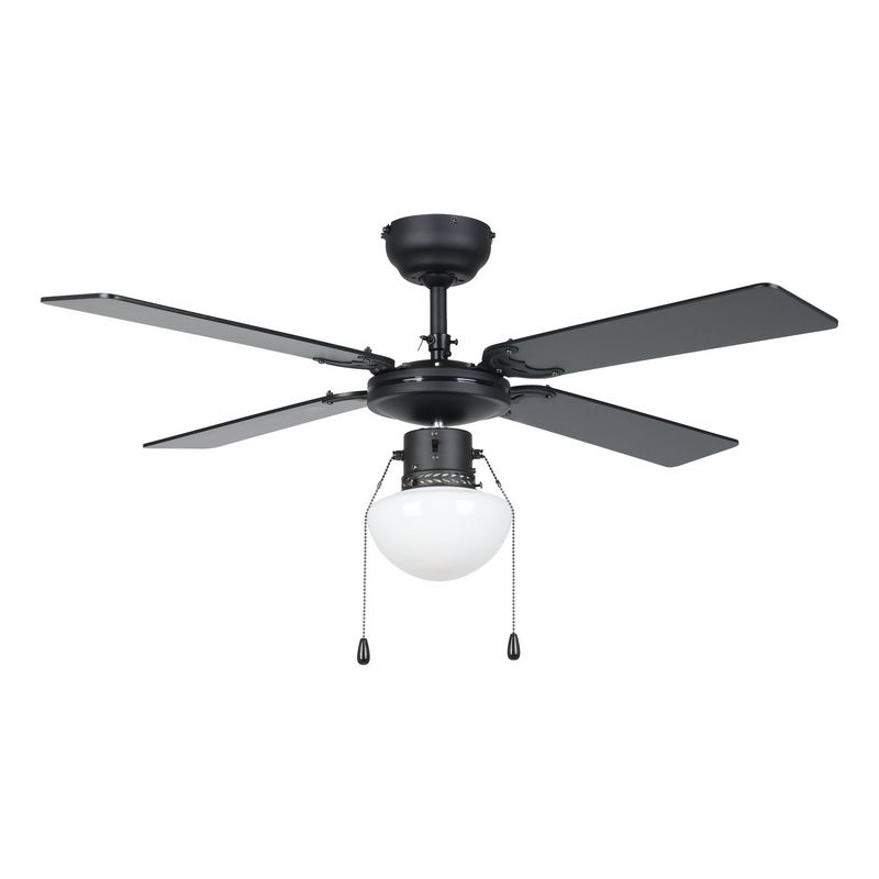 Fortaleza plafondventilator 4-BLaden Zwart/Bruin - De Smid Verlichting