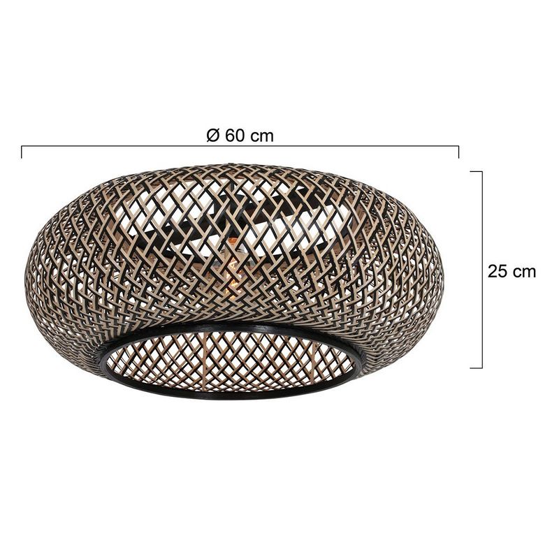 Maze Bamboe Kap Zwart/Naturel Ø60cm E27 - De Smid Verlichting