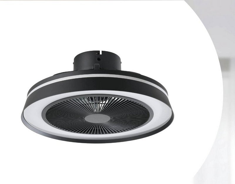 Vallonia Plafondventilator Ø48cm Zwart/Wit + Verlichting + Afstandsbediening - De Smid Verlichting