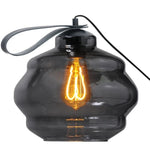 Masterlight Porto Linear Tafellamp Zwart Leer Zwart Leer/Glas Helder Grey Op=Op De Laatste Showroom model