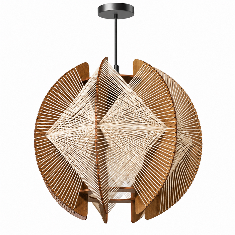 ETH Jessica Hanglamp Walnoot  E27 Max 9W. Ø60cm 05-HL4961-77 Cable 2.5m