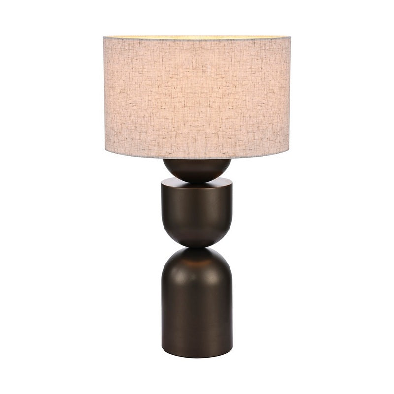 Daphne Tafellamp Bruin met Linnen Stoffen Kap Beige