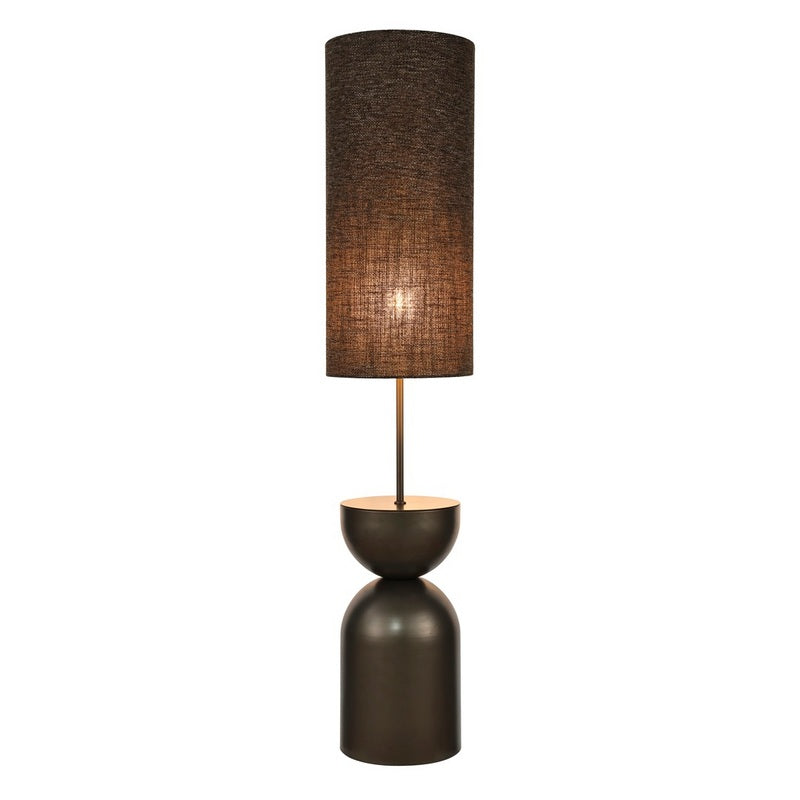 Thalia Vloerlamp 30x140 cm – Anodic Brown met Donkerbruine Linnen Kap