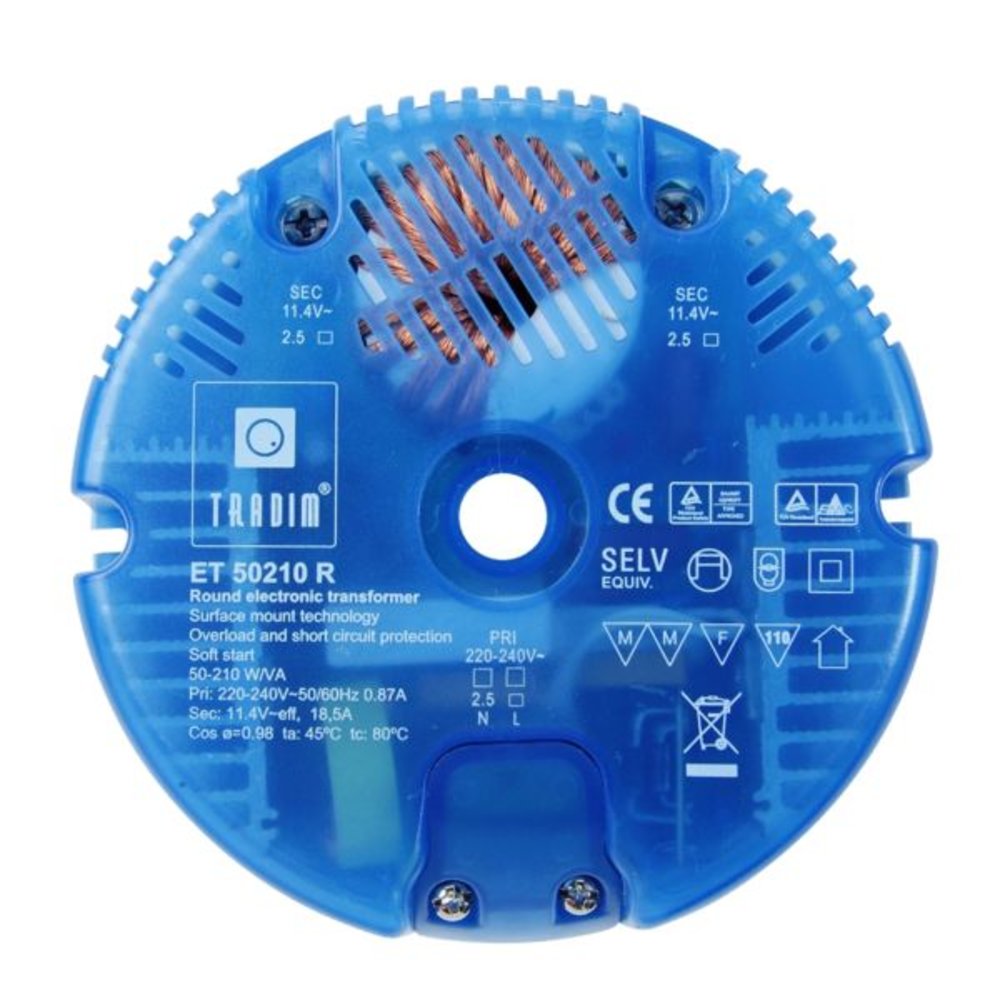 ETH Trafo rond 11cm 50-210w dimbaar met thermische beveiliging