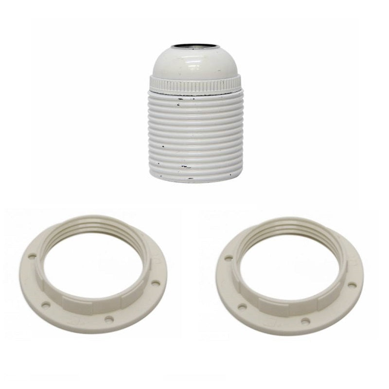 EGT Losse Lamphouder Draad E27 + 2 Ringen Wit 12609