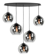 Highlight Fantasy 5-Lichts Ovale Hanglamp met Smoke kleurige glazen