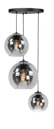Highlight Fantasy Globe 3-Lichts Ronde Hanglamp met Smoke glazen