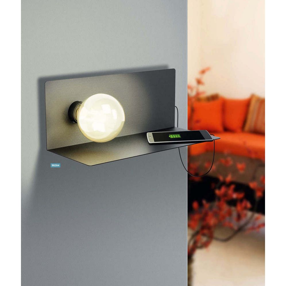 Eglo Ciglie Multifunctionele wandlamp met USB  Zwart  NU: - De Smid Verlichting