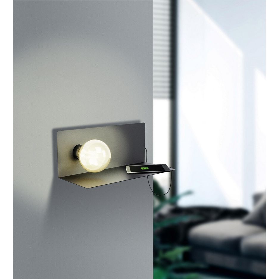 Eglo Ciglie Multifunctionele wandlamp met USB  Zwart  NU: - De Smid Verlichting