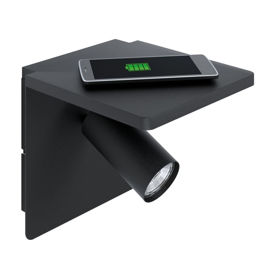 Ciglie Wandlamp met oplaadpunt Zwart