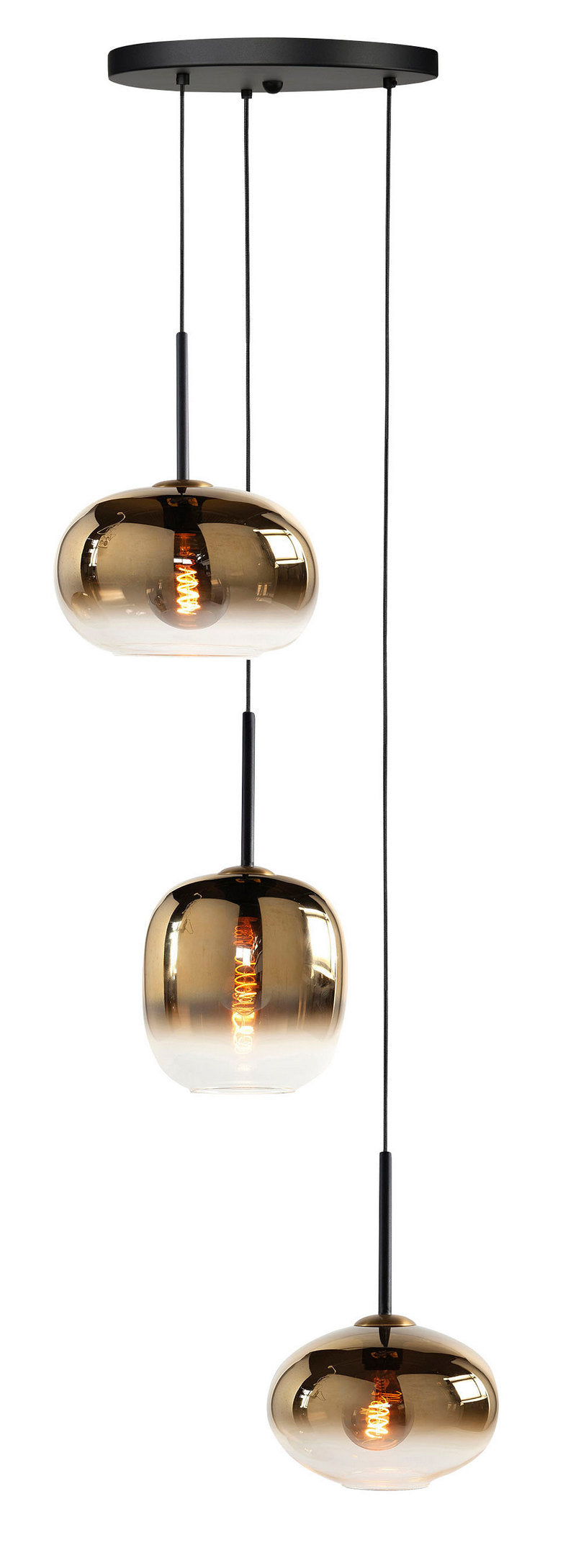 Highlight Bellini 3-Lichts Hanglamp Rond met Gradient Gold Glazen