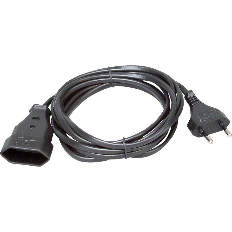 3 Meter euro verlengsnoer zwart 2 x 0,75Qmm