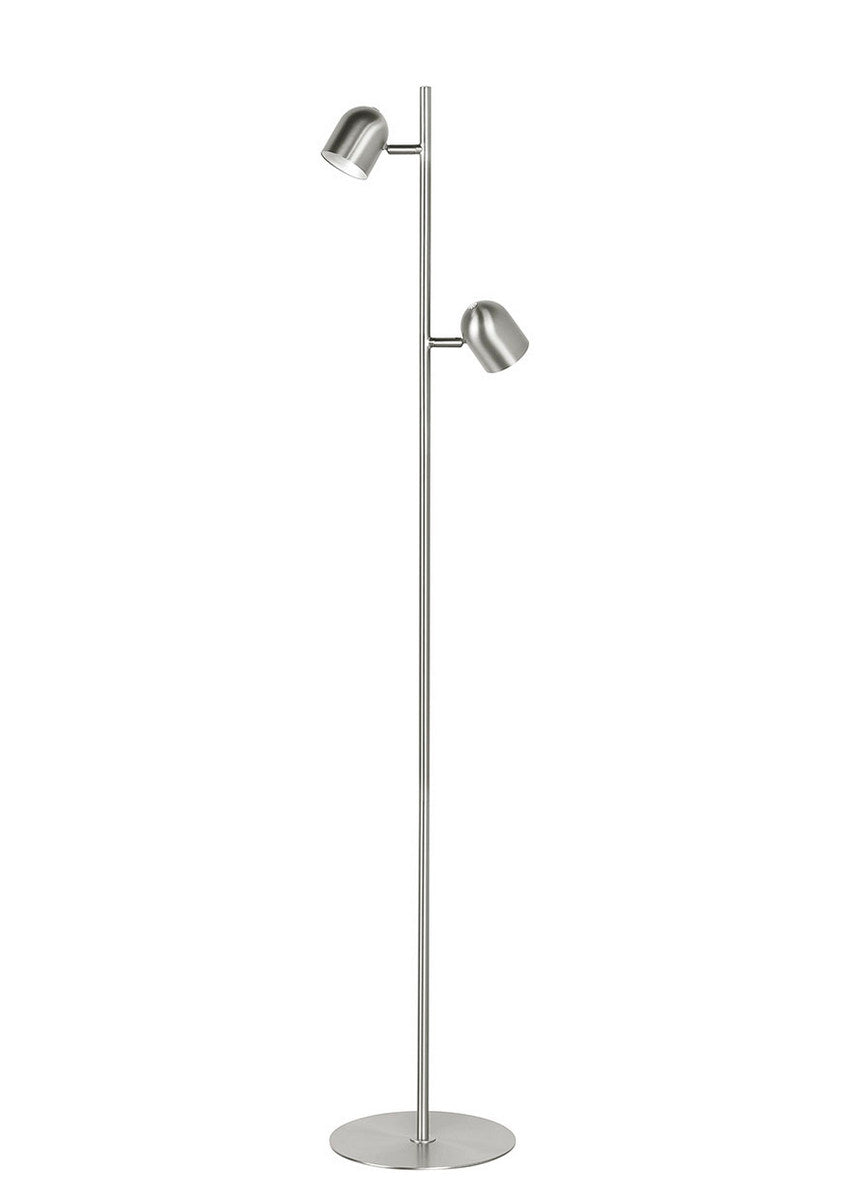 Ovale LED 2-Lichts Vloerlamp Nikkelmat dimbaar