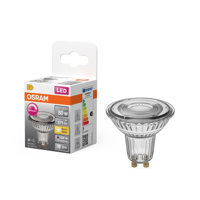 OSRAM LED P1680 DIM 6,1W/80watt  927 GU10 36graden 575Lumen