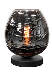 Fantasy Apple Tafellamp Laag Zwart met Smoke Glas T1049.01 + G2040.19