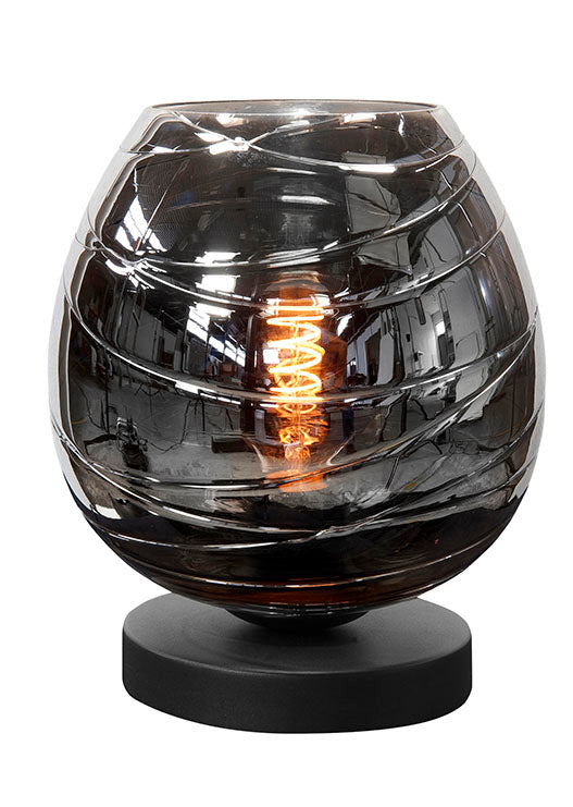 Fantasy Apple Tafellamp Laag Zwart met Smoke Glas T1049.01 + G2040.19