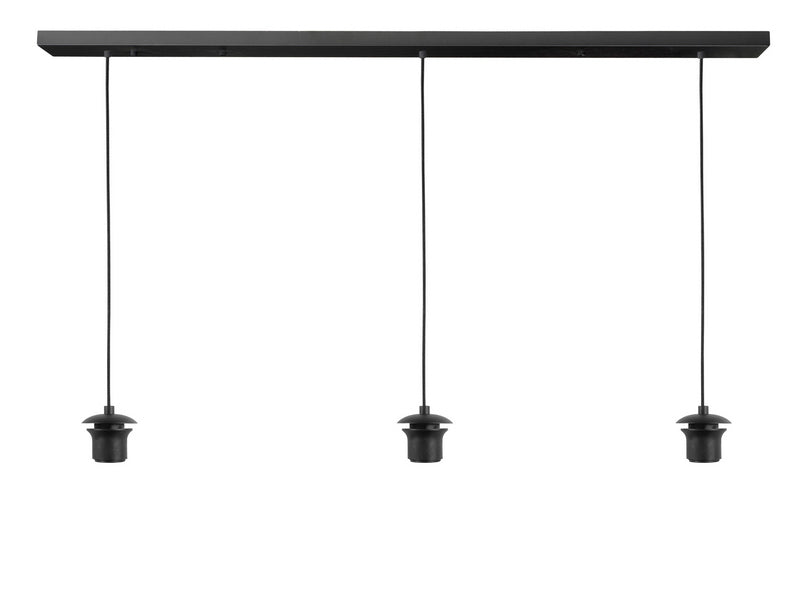 3-Lichts Balk met pendels zonderglas Zwart