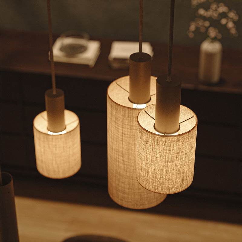 ZTAHL Portofino 8-Lichts Hanglamp Ovaal met Naturel Linnen Stoffenkappen 1825-Quartz