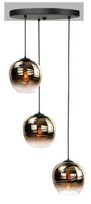 Fantasy Apple 3- lichts hanglamp rond Zwart met Semi Gold Glazen