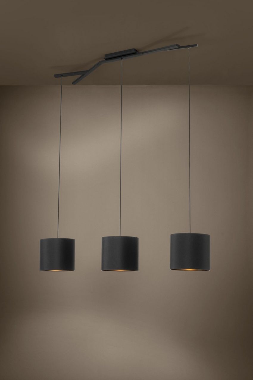 Balnario 3-Lichts Hanglamp met kappen Zwart Op=Op de Laatste Showroom model NU: