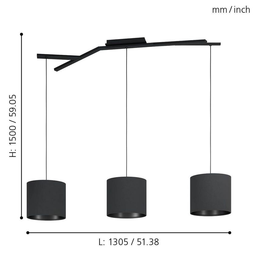 Balnario 3-Lichts Hanglamp met kappen Zwart Op=Op de Laatste Showroom model NU: