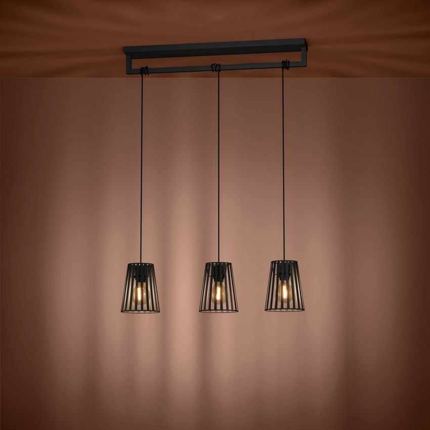 Bogota 3-Lichts Hanglamp Zwart 77cm