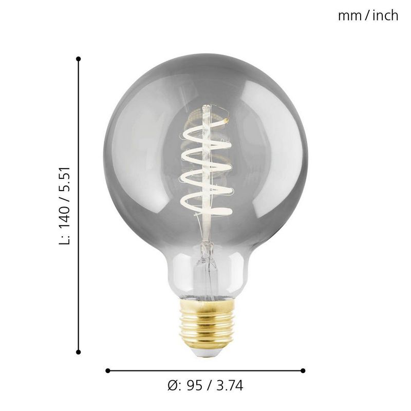 EGLO led filament G95 kogellamp Smoke spiraal E27  4Watt