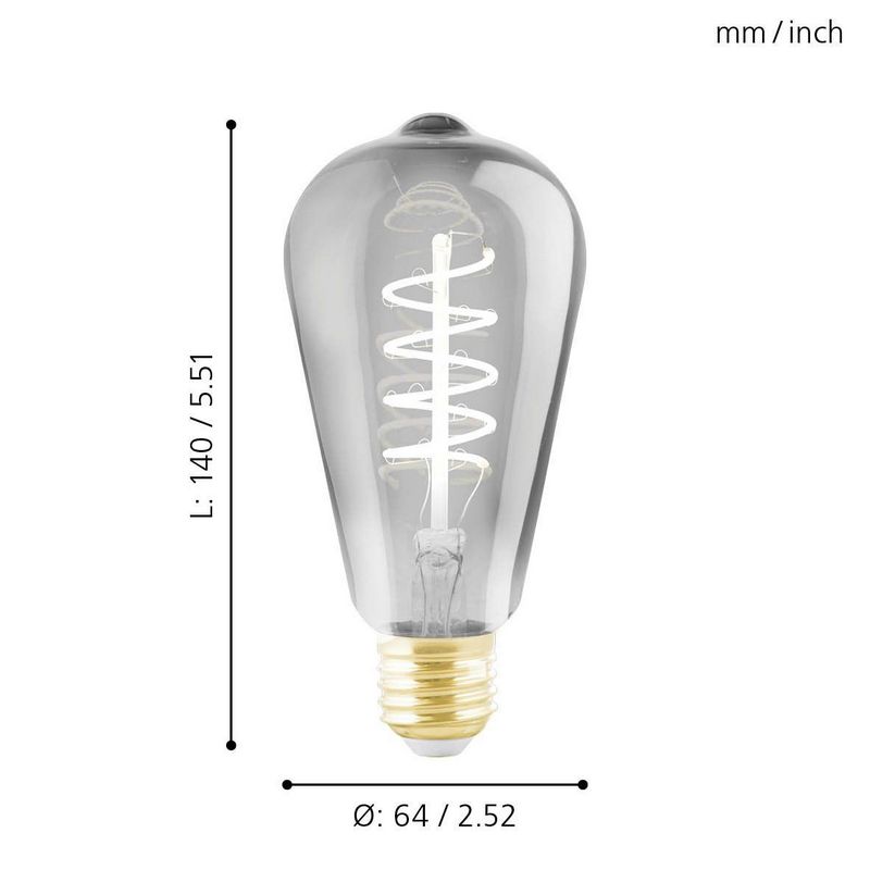 EGLO led filament ST64 lamp Smoke spiraal E27 4Watt