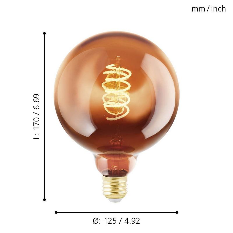 EGLO led filament G125 lamp koper spiraal E27 4W