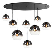 Highlight Fantasy Ovaal Globe 8-Lichts Hanglamp Zwart/Semi Smoke