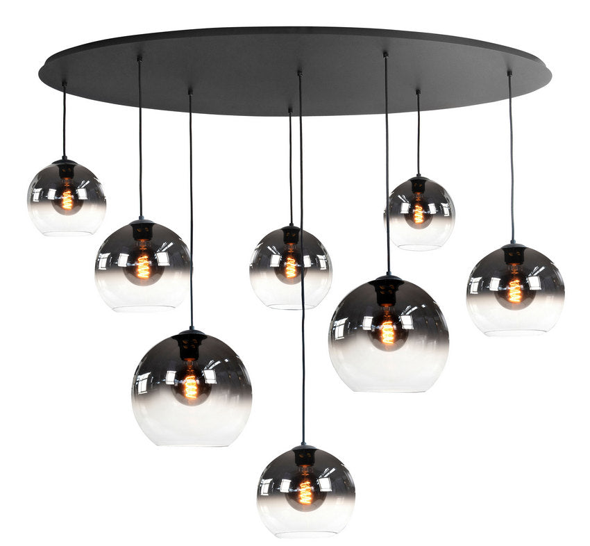 Highlight Fantasy Ovaal Globe 8-Lichts Hanglamp Zwart/Semi Smoke