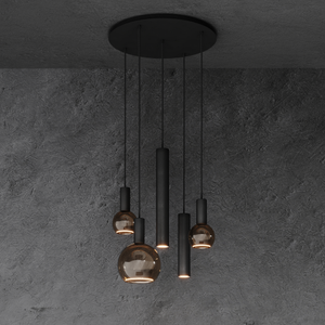 Ztahl Riva 5-Lichts Hanglamp Rond Ø50cm 4330-9005 Zwart exlcusief lichtbron