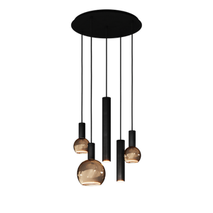 Ztahl Riva 5-Lichts Hanglamp Rond Ø50cm 4330-9005 Zwart exlcusief lichtbron