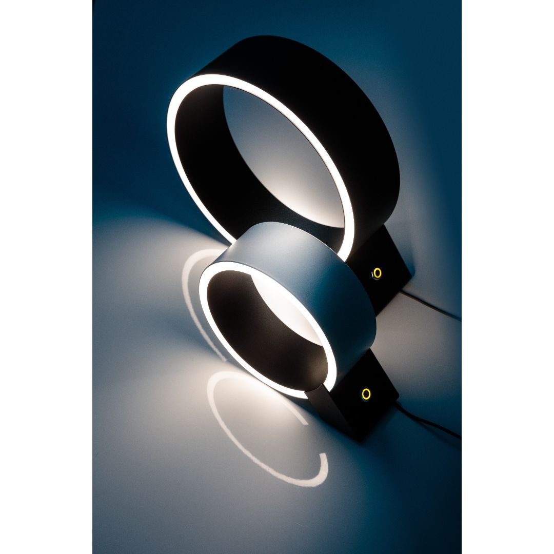 Eth The Q tafellamp led zwart 12w dimbaar Ø20cm - De Smid Verlichting
