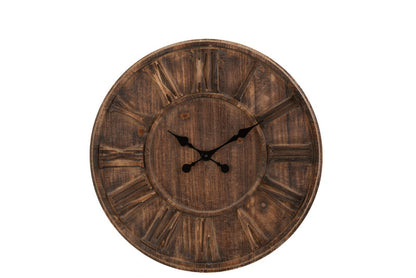 J-Line Klok Hout schijf met romeinse cijfers (40x5x40cm) OP=OP De Laatste NU: